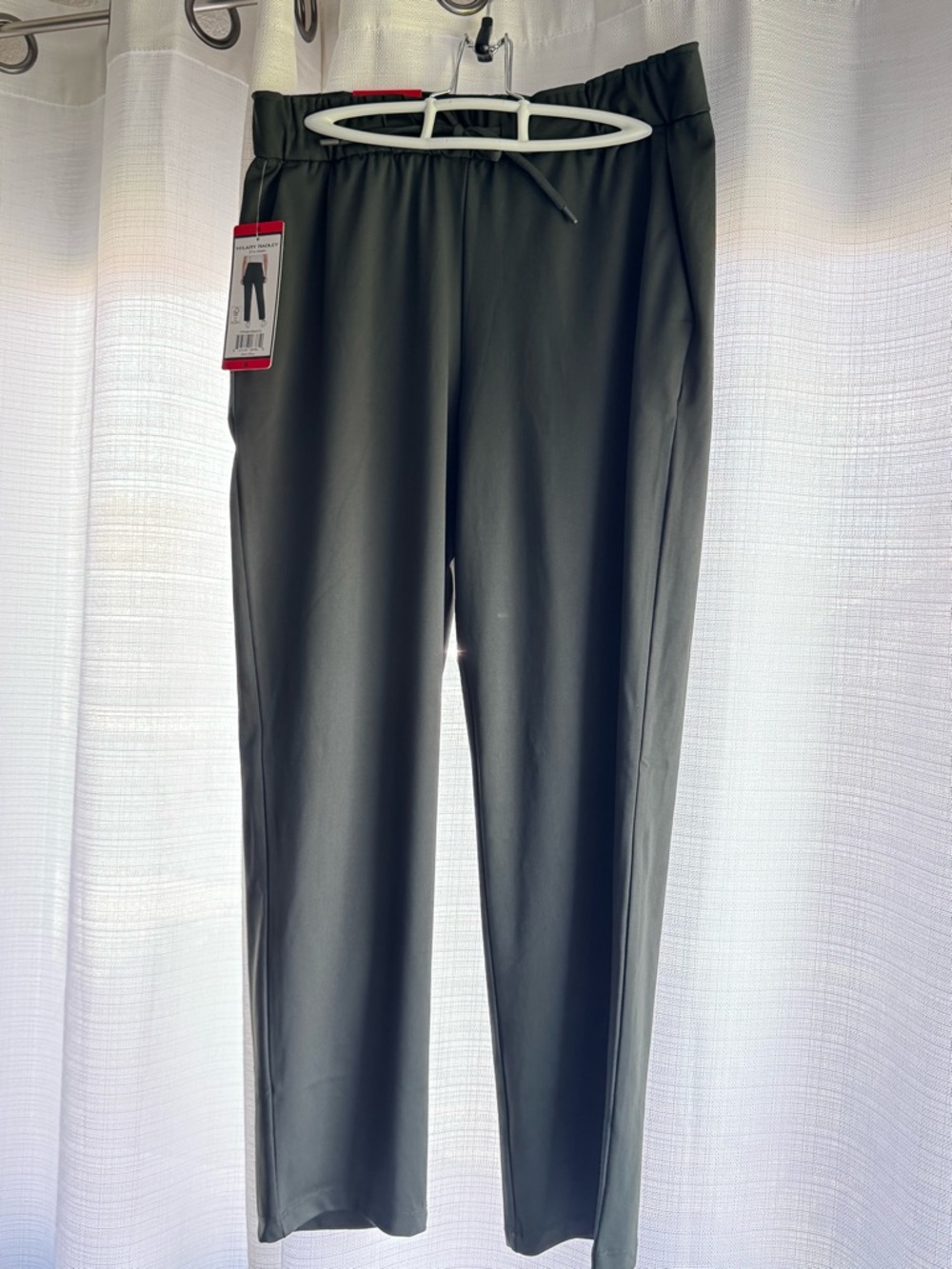 Olive Pull-On Pants with Elastic Waist